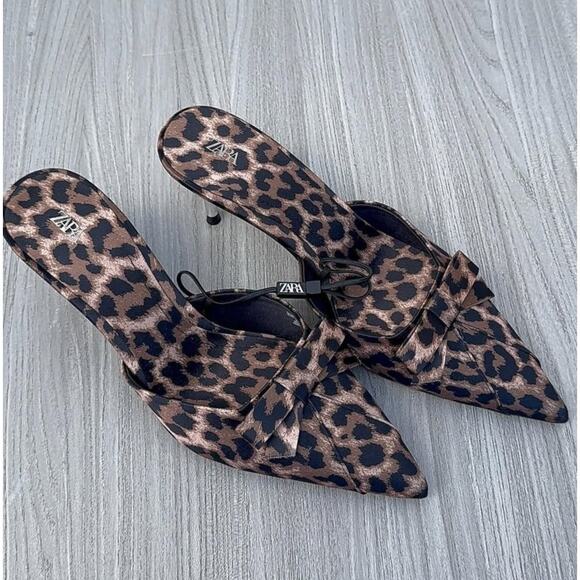 ZARA Leopard Print Heeled Shoes NWT - Picture 9 of 16